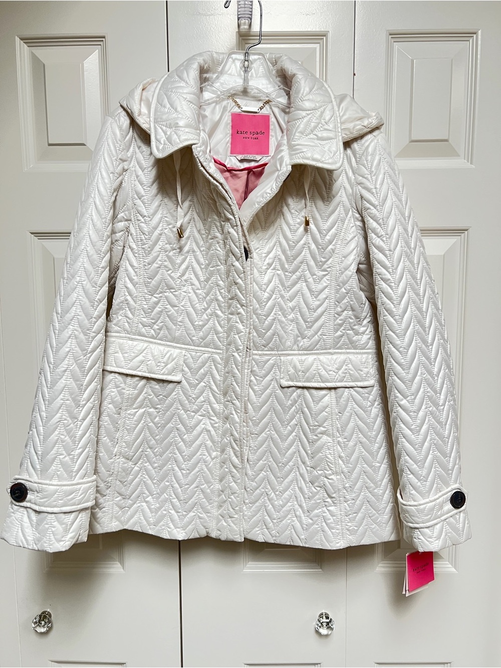 KATE SPADE QUILTED MOTO JACKET COAT NWT LARGE